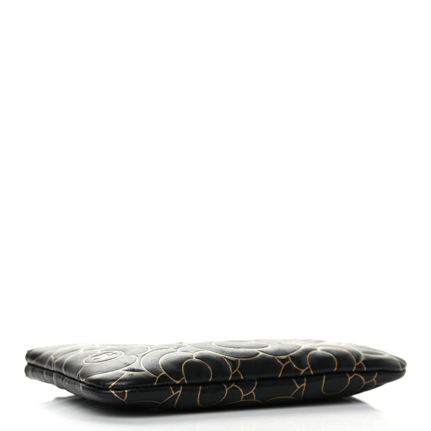 Chanel Lambskin Camellia Embossed Small Cosmetic Case Black Gold 4 of 7