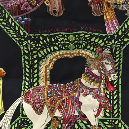 Hermes Buffle Silky Pop La Danse du Cheval Marwari Shopper Tote Noir Vert Vif Multicolor 7 of 15