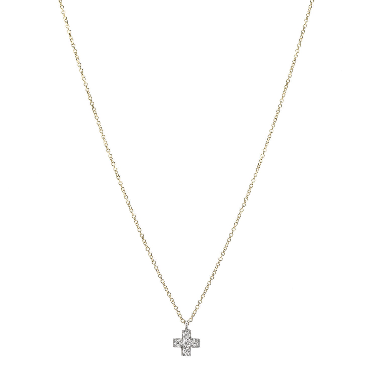 Tiffany 18K Yellow Gold Platinum Diamond Cruciform Cross Pendant Necklace 1 of 6