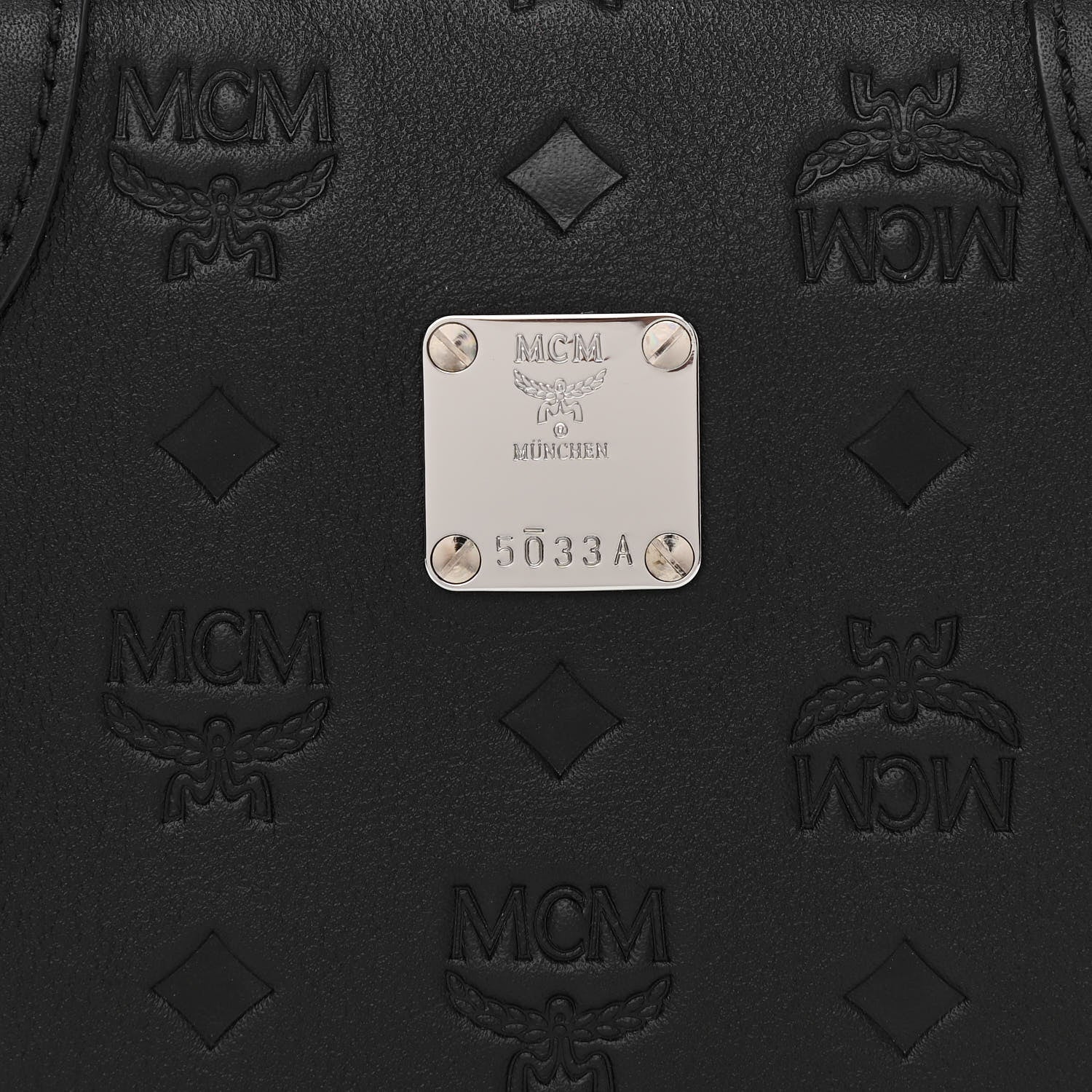 MCM Calfskin Ottomar Monogram Soft Berlin Crossbody Black 7 of 10