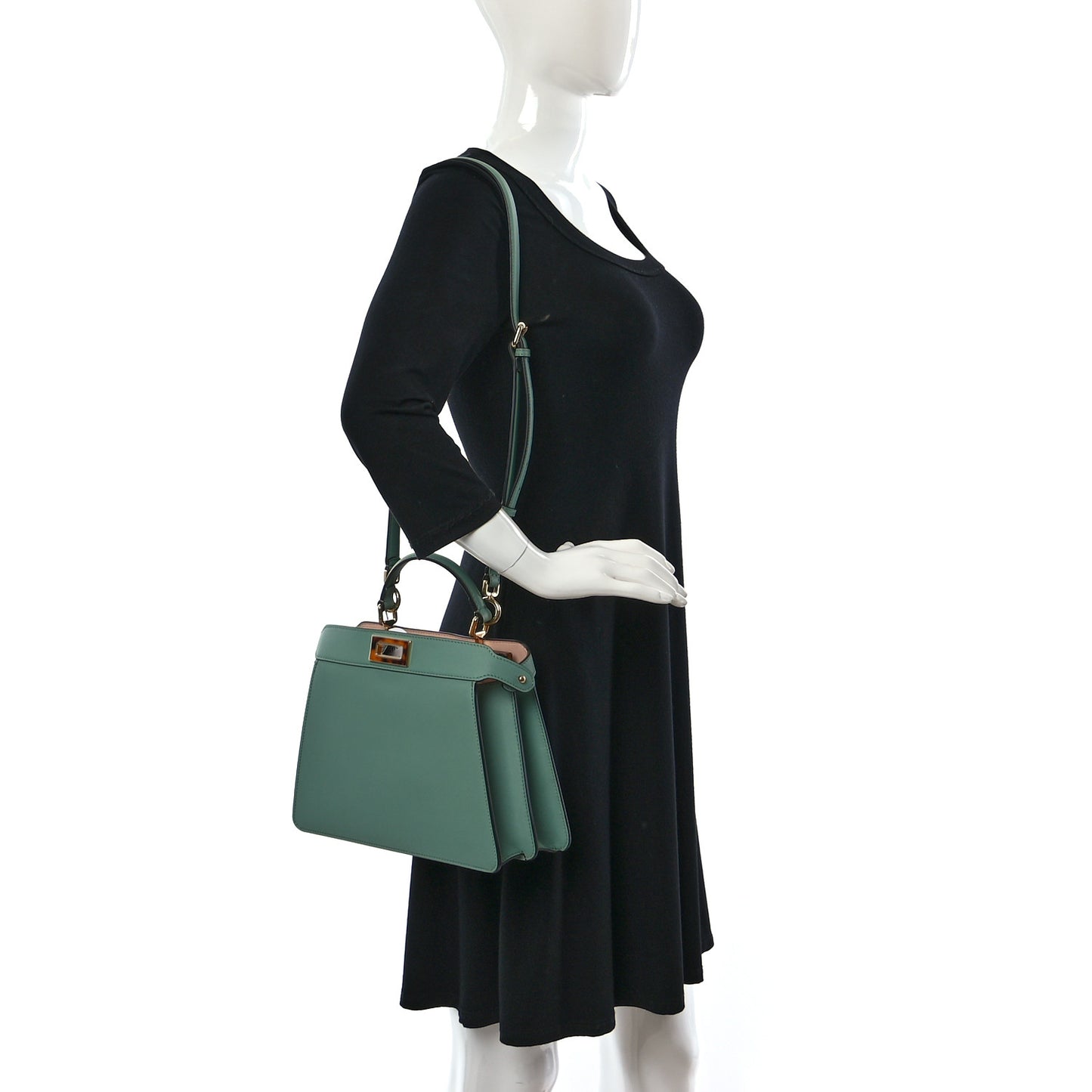 Vitello Seta Shiny Nappa Plexiglass Small Peekaboo I SEE U Satchel Menta Light Rose