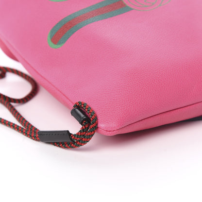 Gucci Grained Calfskin Logo Drawstring Backpack Box Pink Green Black 6 of 7