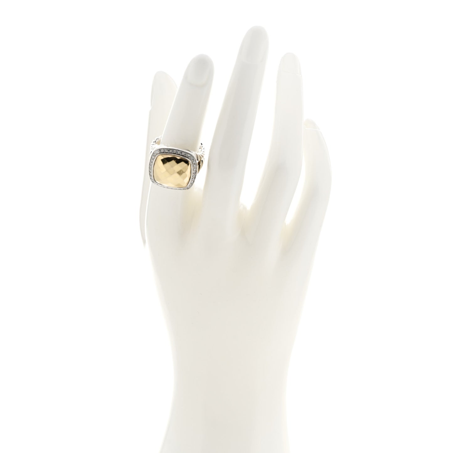 Sterling Silver 18K Yellow Gold Diamond 14mm Albion Ring 51 5.75