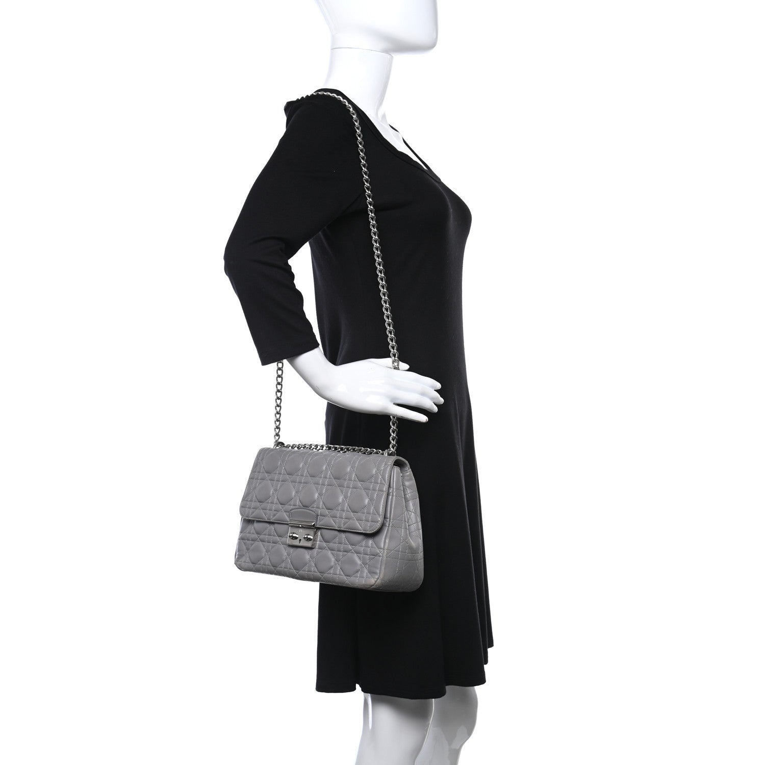 Christian Dior Lambskin Cannage Small Miss Dior Flap Grey 2 of 9