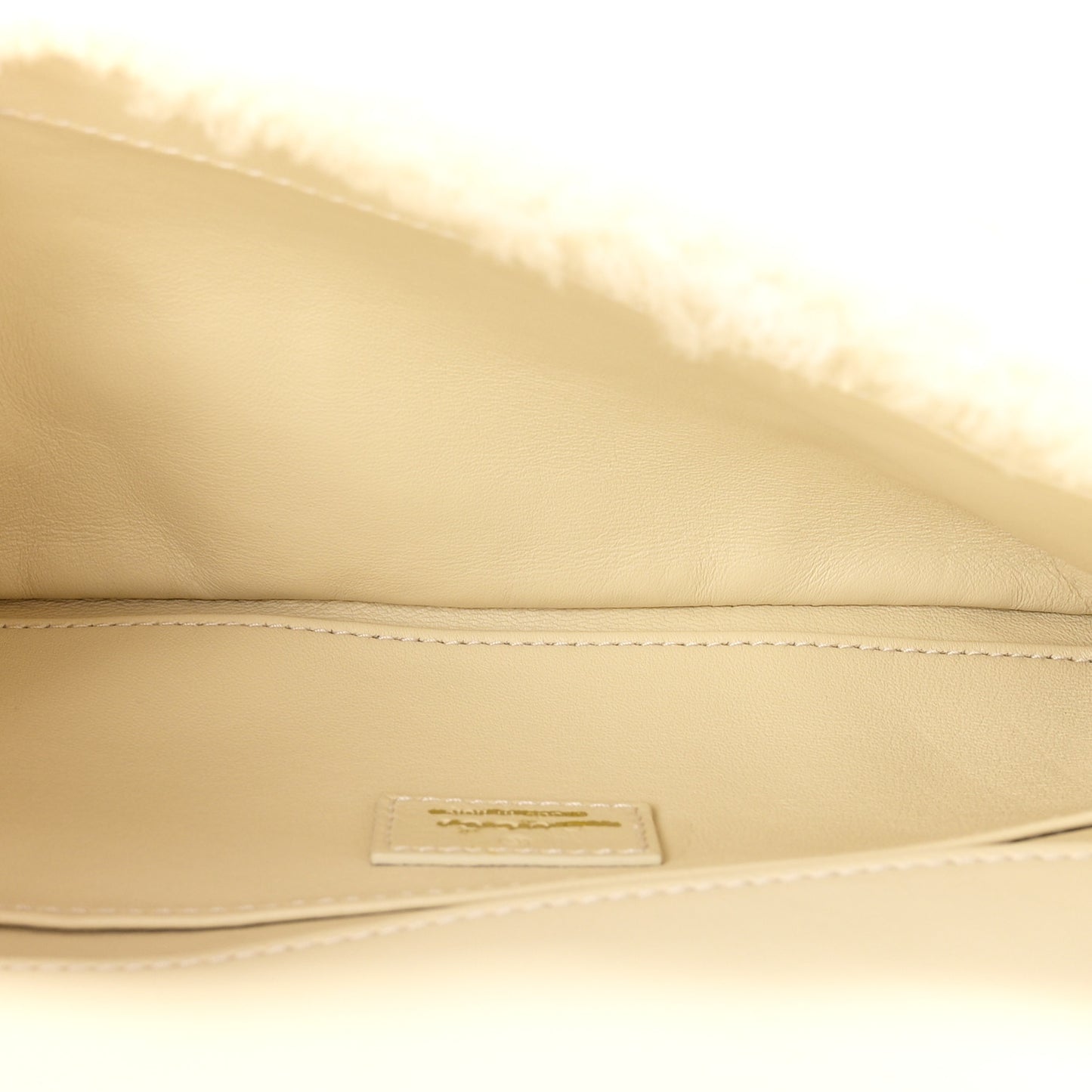 Merino Wool Medium Maxi Horsebit Chain Shoulder Bag Off White