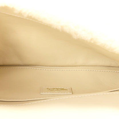 Gucci Merino Wool Medium Maxi Horsebit Chain Shoulder Bag Off White 5 of 9