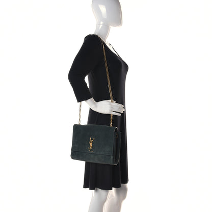 Saint Laurent Smooth Calfskin Suede Medium Reversible Monogram Kate Satchel Dark Forest 2 of 12