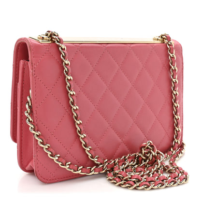 Chanel Lambskin Quilted Trendy CC Wallet On Chain WOC Bright Pink 2 of 18