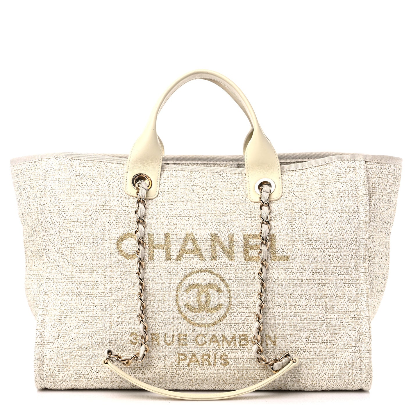 Lurex Boucle Medium Deauville Tote White