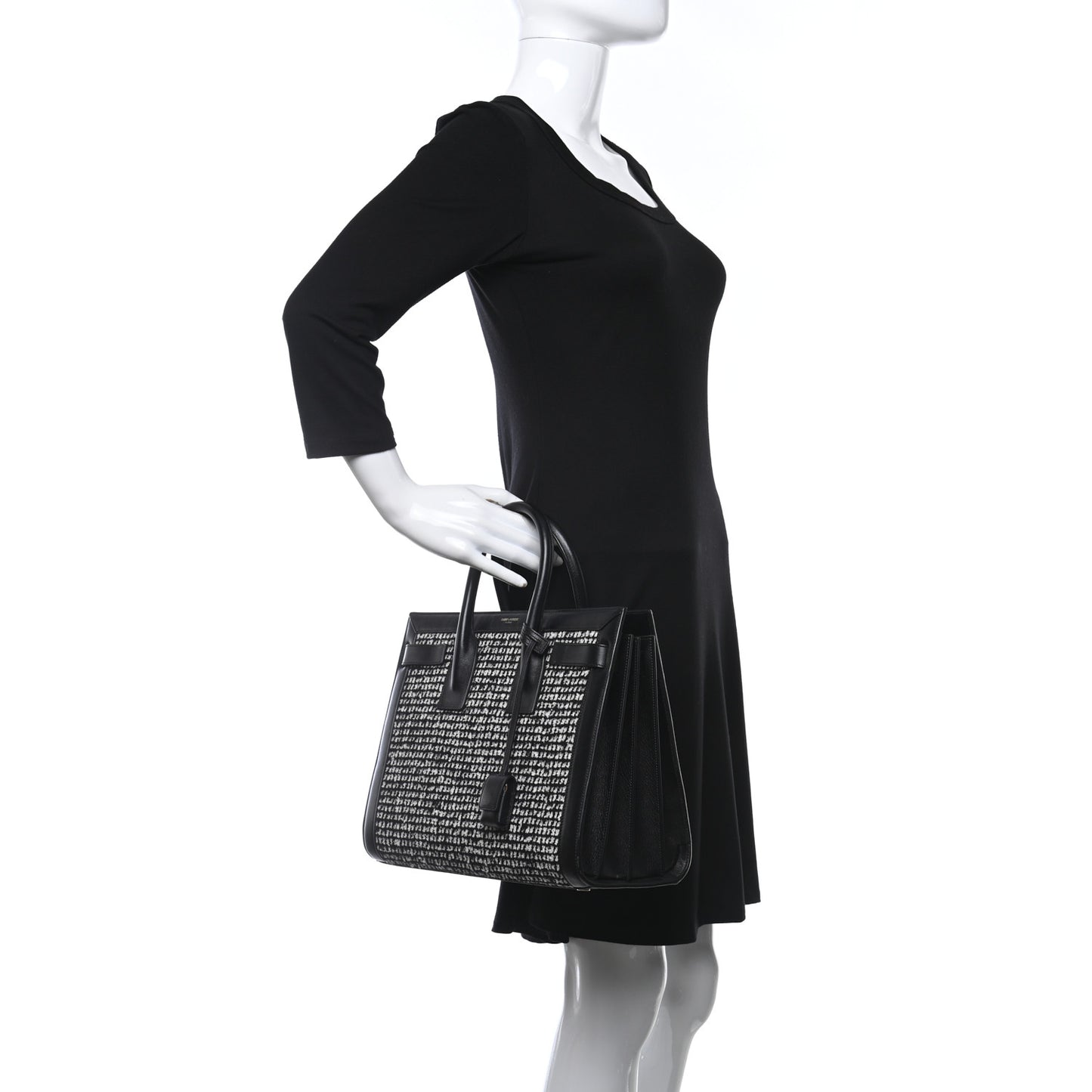 Tweed Houndstooth Small Sac De Jour Black