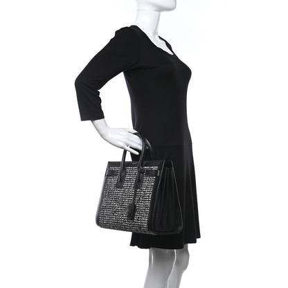 Saint Laurent Tweed Houndstooth Small Sac De Jour Black 2 of 9
