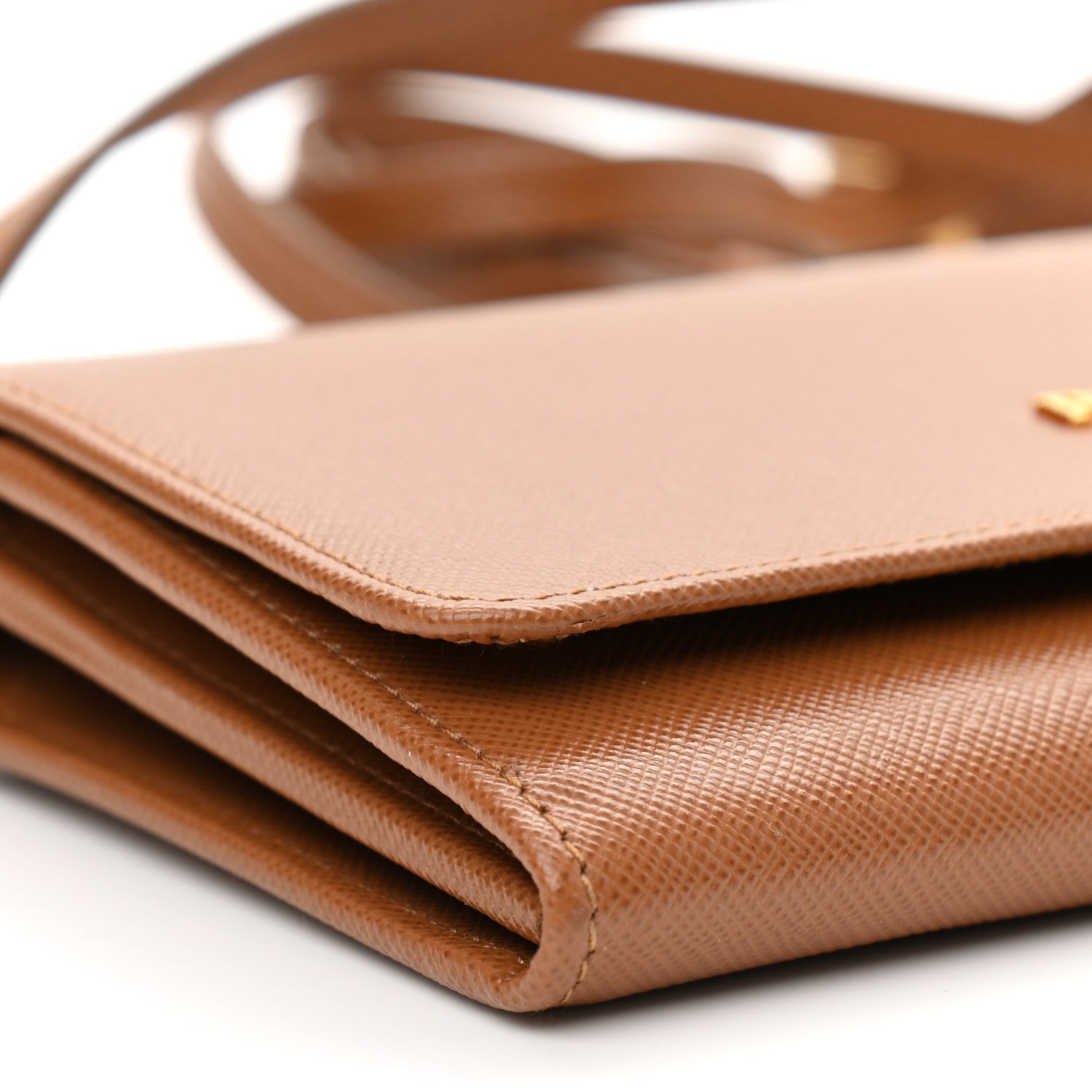 Prada Saffiano Metal Flap Wallet With Strap Caramel 9 of 11