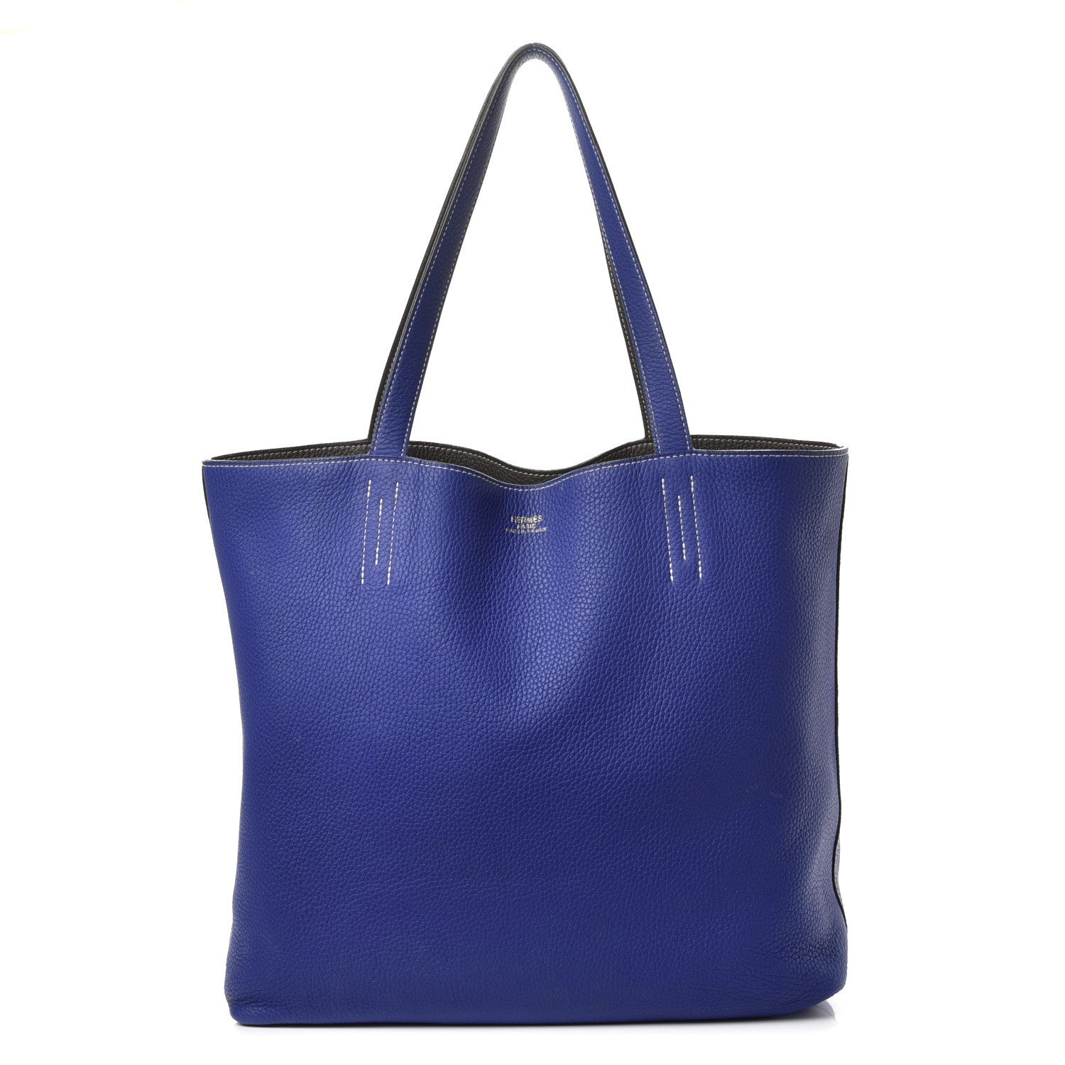Hermes Taurillon Clemence Double Sens 36 Reversible Tote Graphite Bleu Electrique 1 of 24