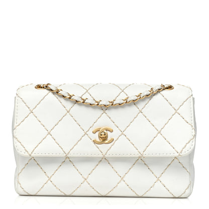 Chanel Calfskin Quilted Medium Wild Stitch Flap White 1 of 19
