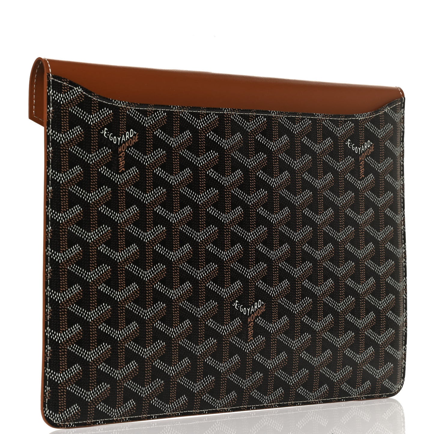 Goyardine Commando Envelope 2 Flat Large Pouch Black Gold