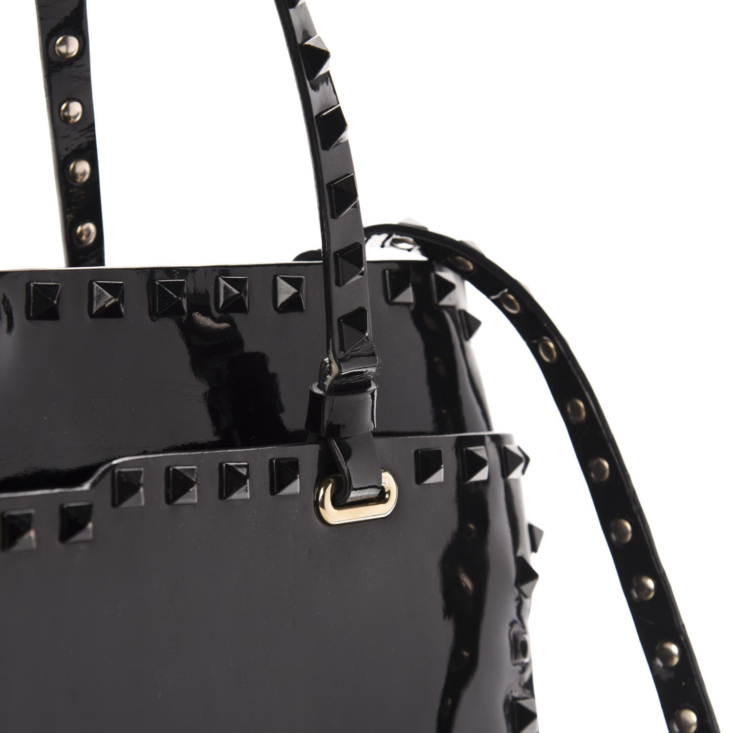 Valentino Garavani Patent Rockstud Flip Lock Tote Black 12 of 13