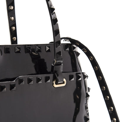 Valentino Garavani Patent Rockstud Flip Lock Tote Black 12 of 13
