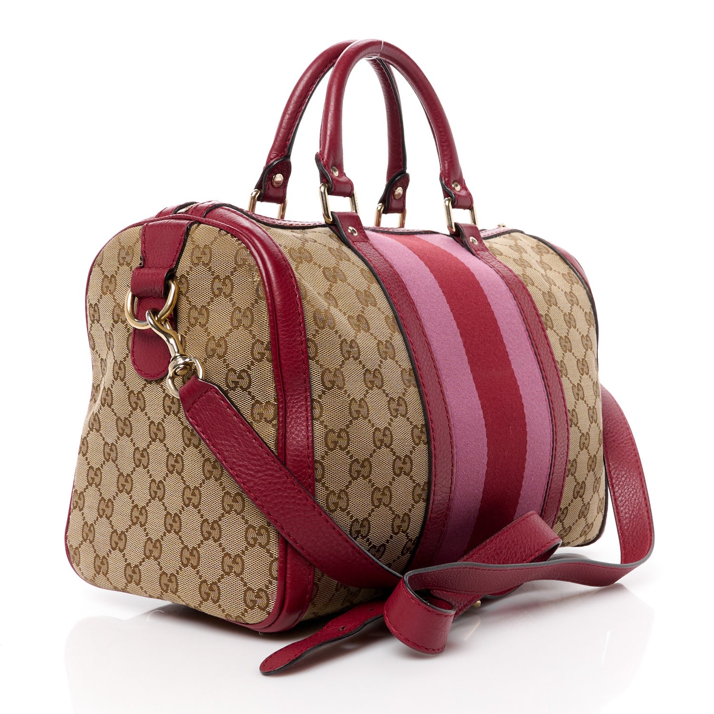 Monogram Cellarius Calfskin Vintage Web Medium Boston Beige Ebony Soft Burgundy Peonia Flower