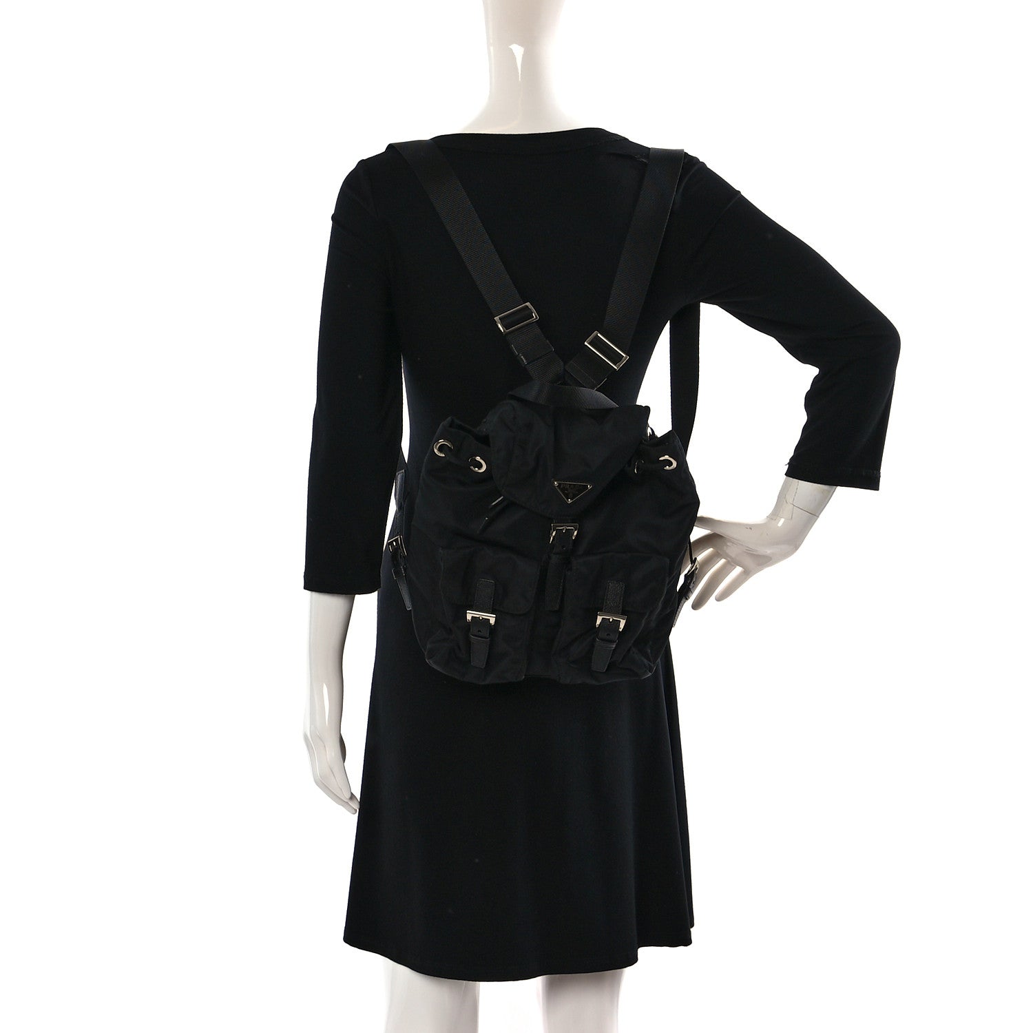 Prada Re-Nylon Saffiano Medium Backpack Black 2 of 9