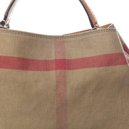Burberry Canvas Mega Check Medium Ashby Hobo Saddle Brown 13 of 14