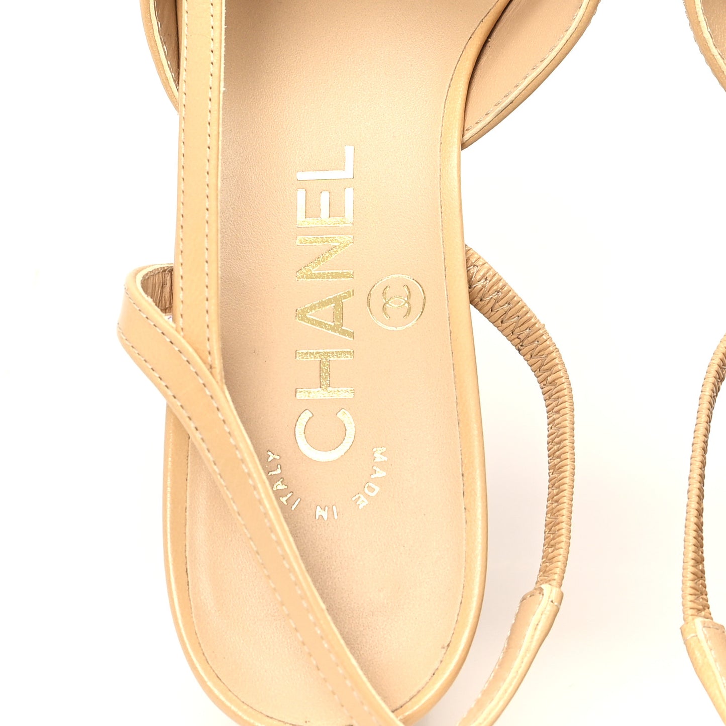 Goatskin Grosgrain Cap Toe CC Slingback Pumps 37 Beige Black
