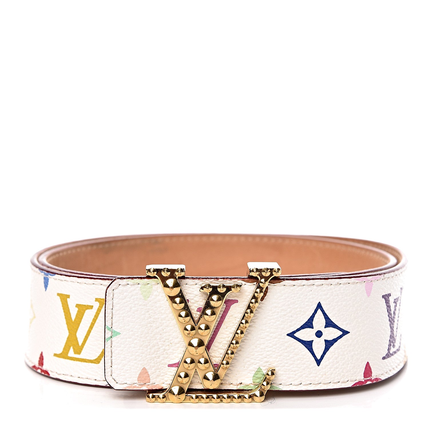 Louis Vuitton Monogram Multicolor Studded LV Initiales Belt 80 32 White 2 of 9