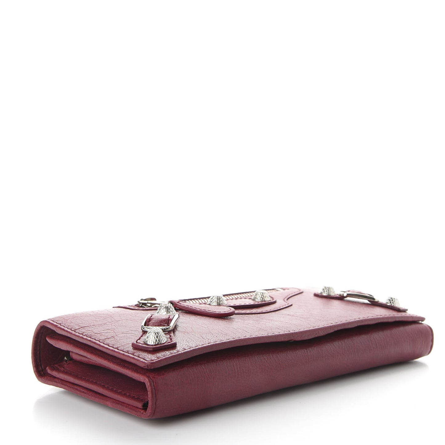 Agneau Giant 12 Silver Hardware Money Wallet Cassis
