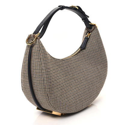 Fendi Wool Vitello Grace Small Houndstooth Small Fendigraphy Hobo Bag Beige Ebano 3 of 10