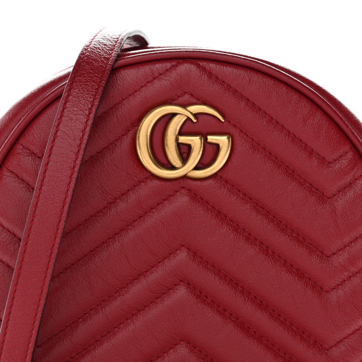 Gucci Glazed Calfskin Matelasse Heart Mini GG Marmont Round Shoulder Bag Romantic Cerise 8 of 10