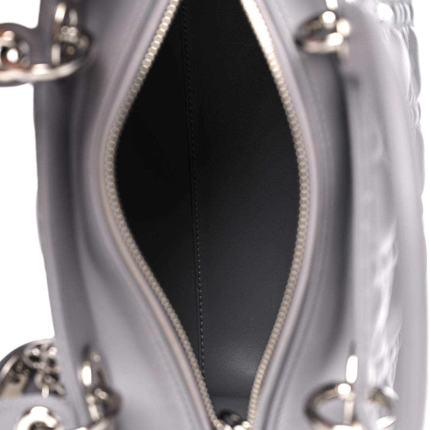 Lambskin Cannage Medium Lady Dior Crystal Strap Grey