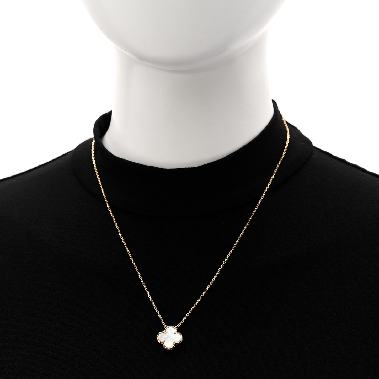 18K Yellow Gold Mother of Pearl Vintage Alhambra Pendant Necklace