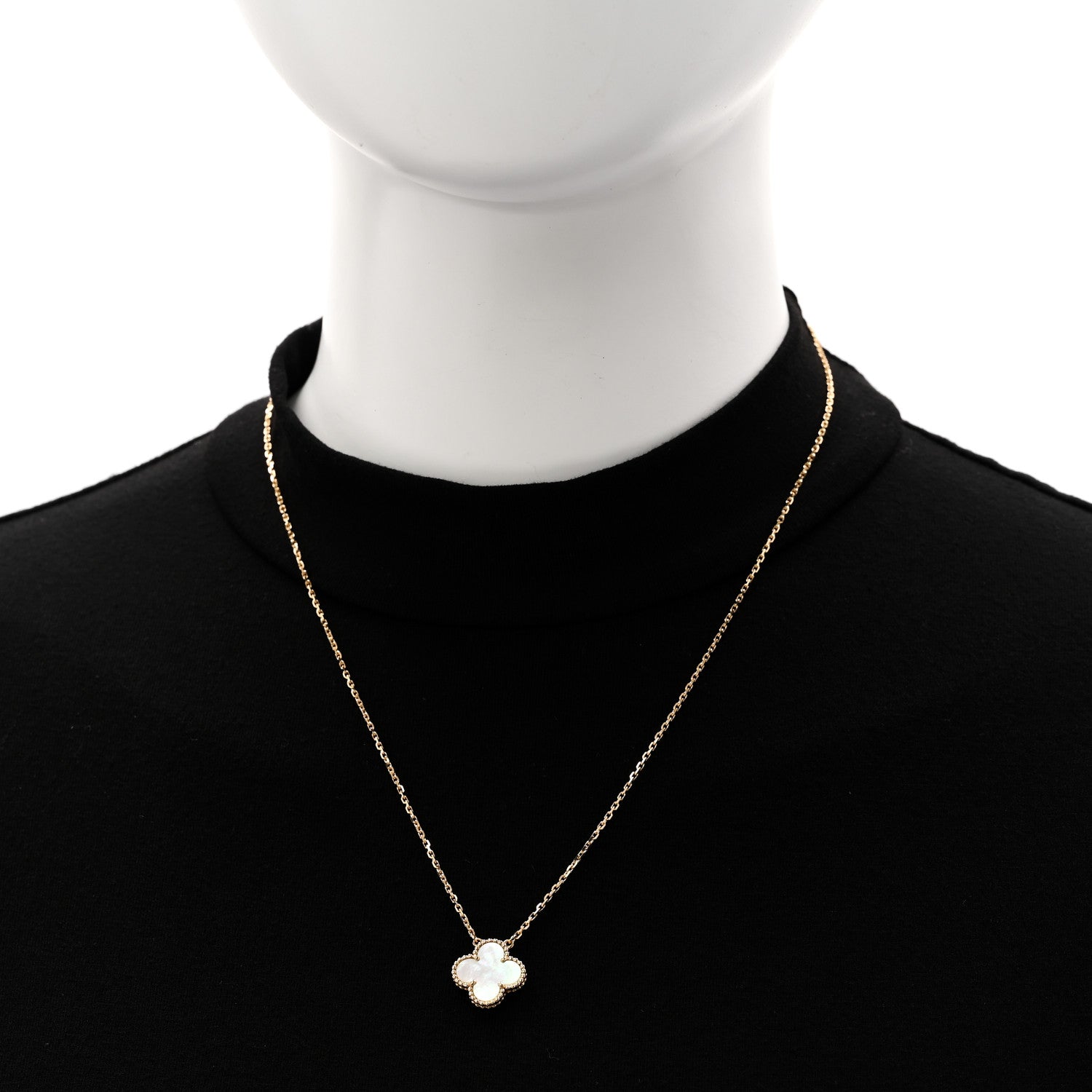 Van Cleef & Arpels 18K Yellow Gold Mother of Pearl Vintage Alhambra Pendant Necklace 2 of 7