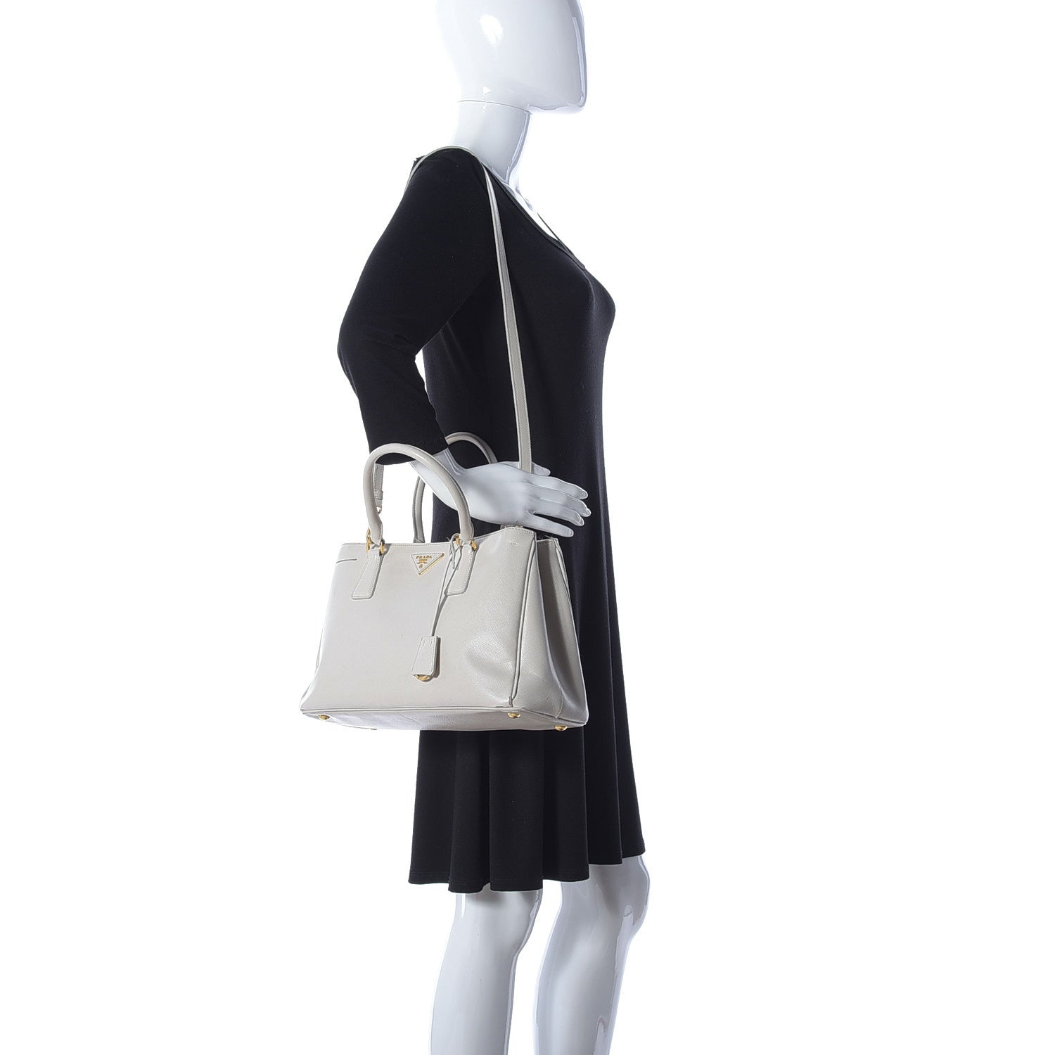 Prada Saffiano Lux Medium Tote Talco 2 of 12