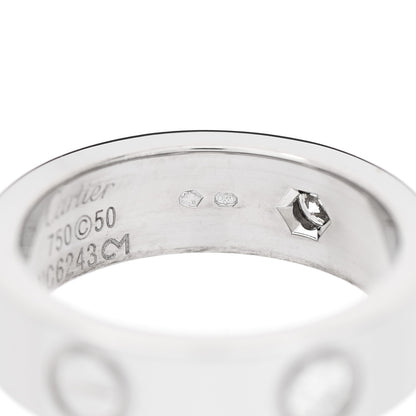 Cartier 18K White Gold 3 Diamond 5.5mm LOVE Ring 50 5.25 5 of 5