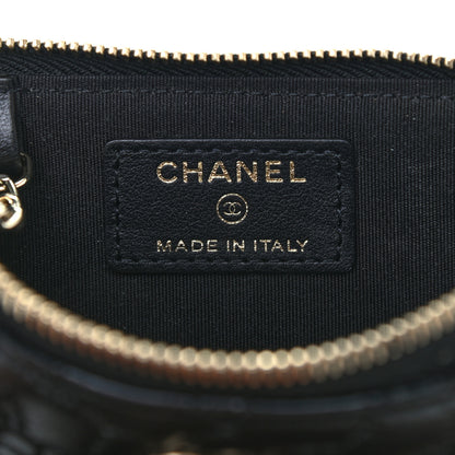 Chanel Lambskin Camellia Embossed Key Holder Case Black 6 of 9
