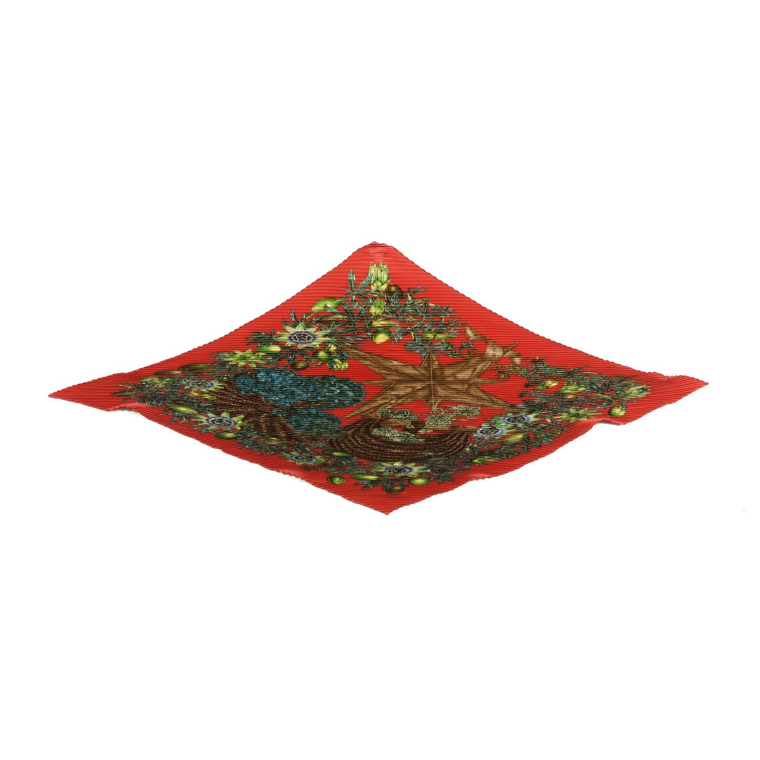 Hermes Silk Passiflores Plisse Scarf 1 of 5