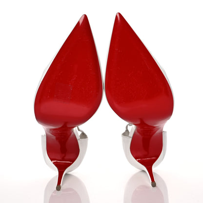 Christian Louboutin Patent Kid Round And Square 100 Pumps 40.5 Bianco 5 of 7