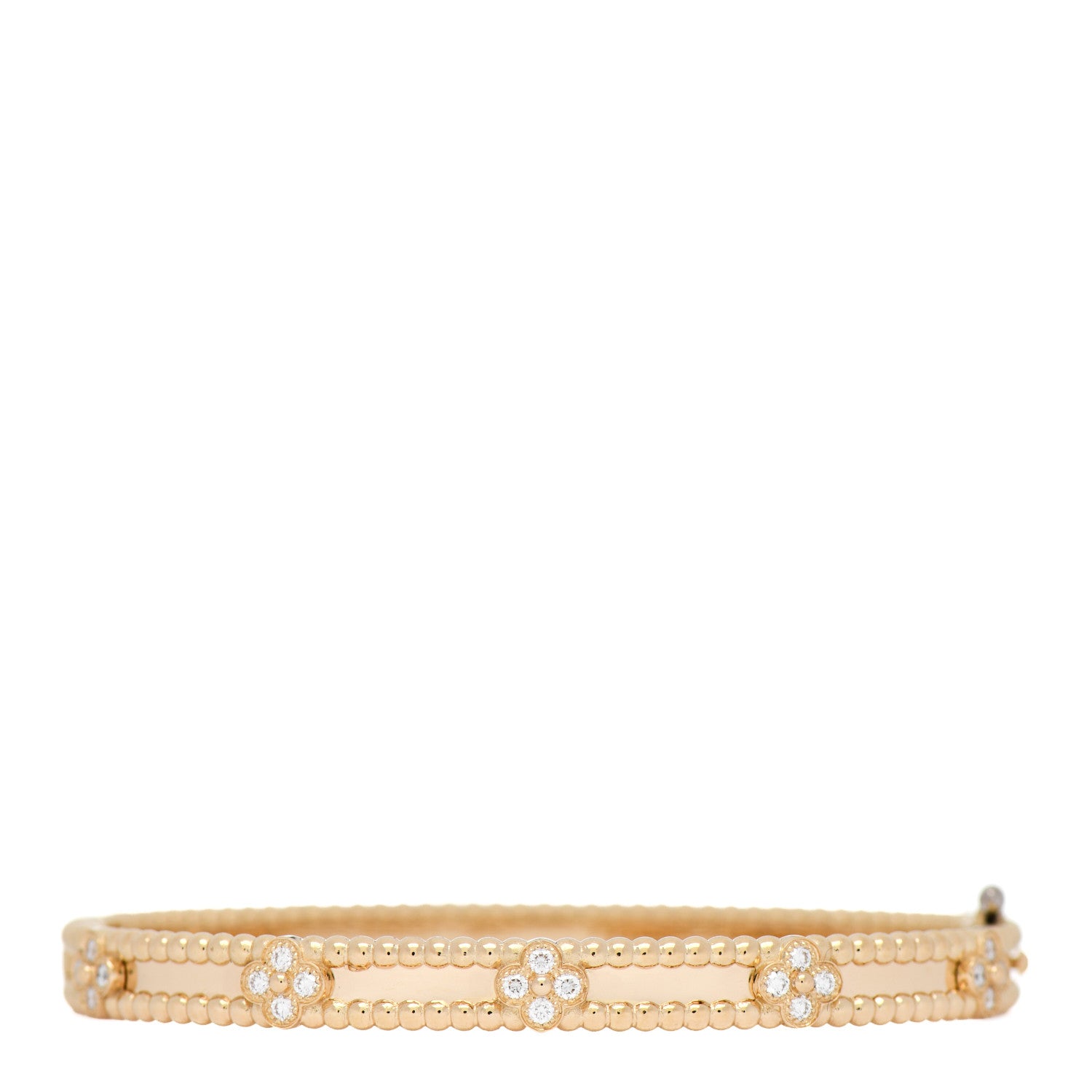 Van Cleef & Arpels 18K Yellow Gold Diamond Perlee Sweet Clovers Bracelet M 2 of 4