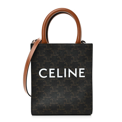 Celine Triomphe Canvas Calfskin Mini Vertical Cabas Tan 1 of 9