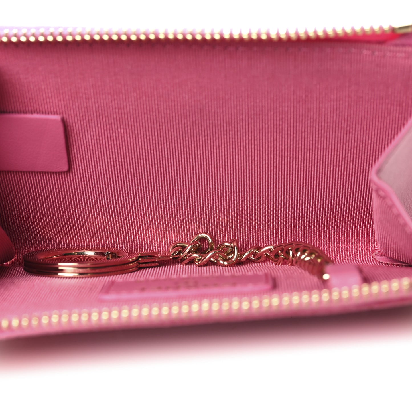 Caviar Quilted Zipped Key Holder Case Pink