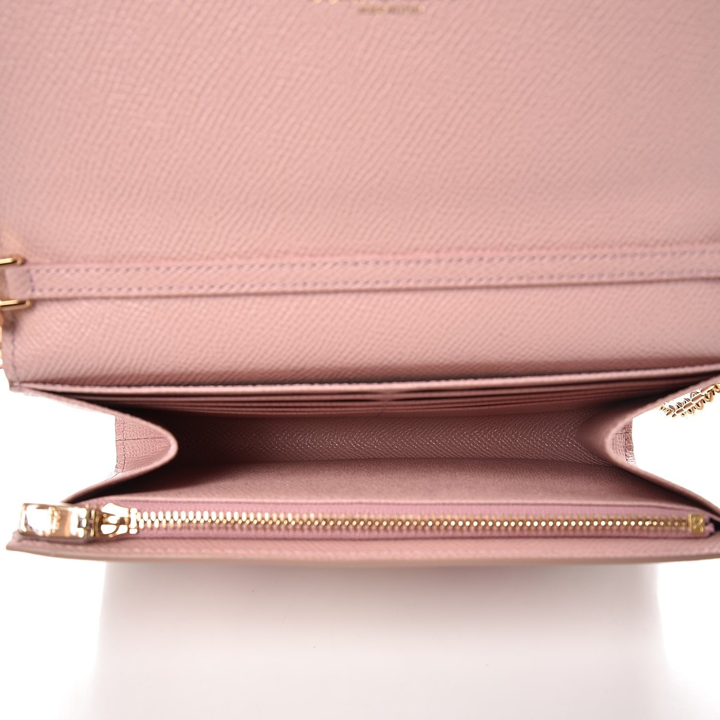 Dauphine Rose Print Wallet On Chain Pink