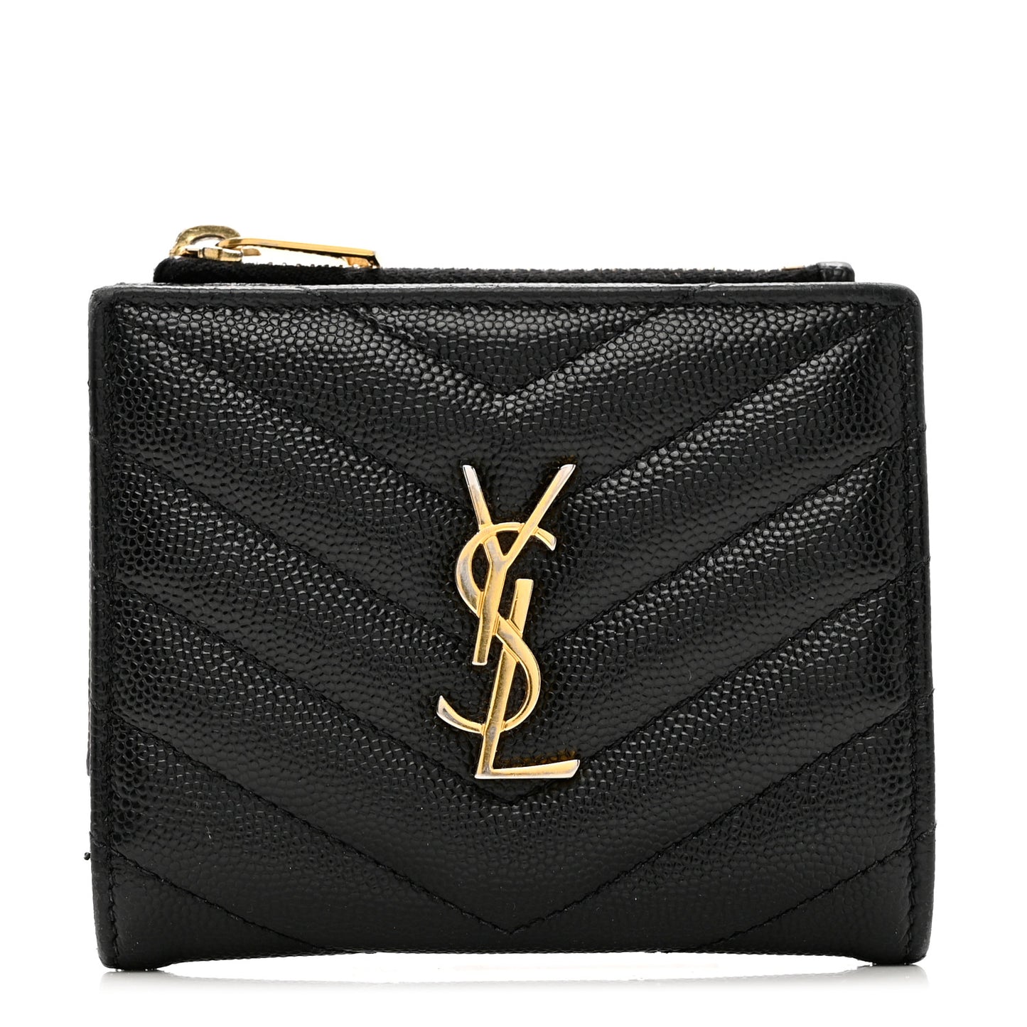 Grain De Poudre Matelasse Chevron Monogram Zipped Card Case Black