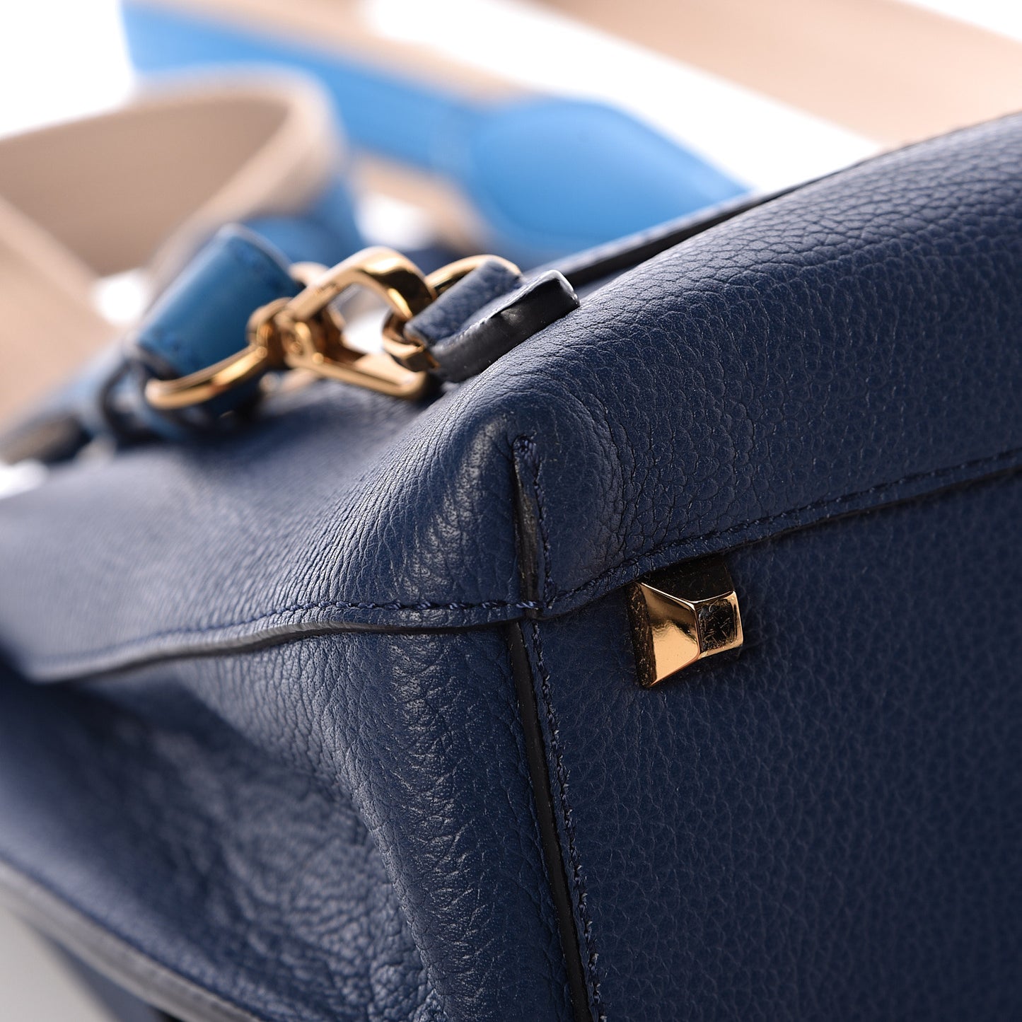 Grained Calfskin Large Milla Convertible Backpack Navy