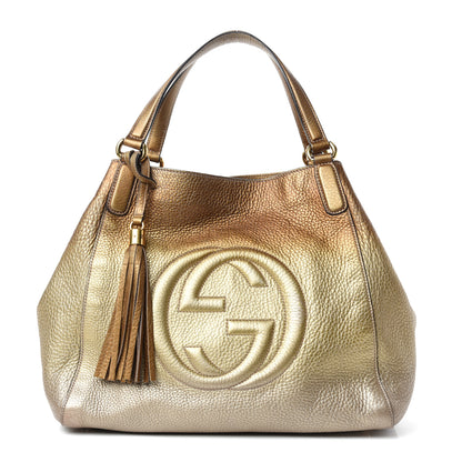 Gucci Metallic Pebbled Calfskin Medium Soho Shoulder Bag Gold Ombre 1 of 10