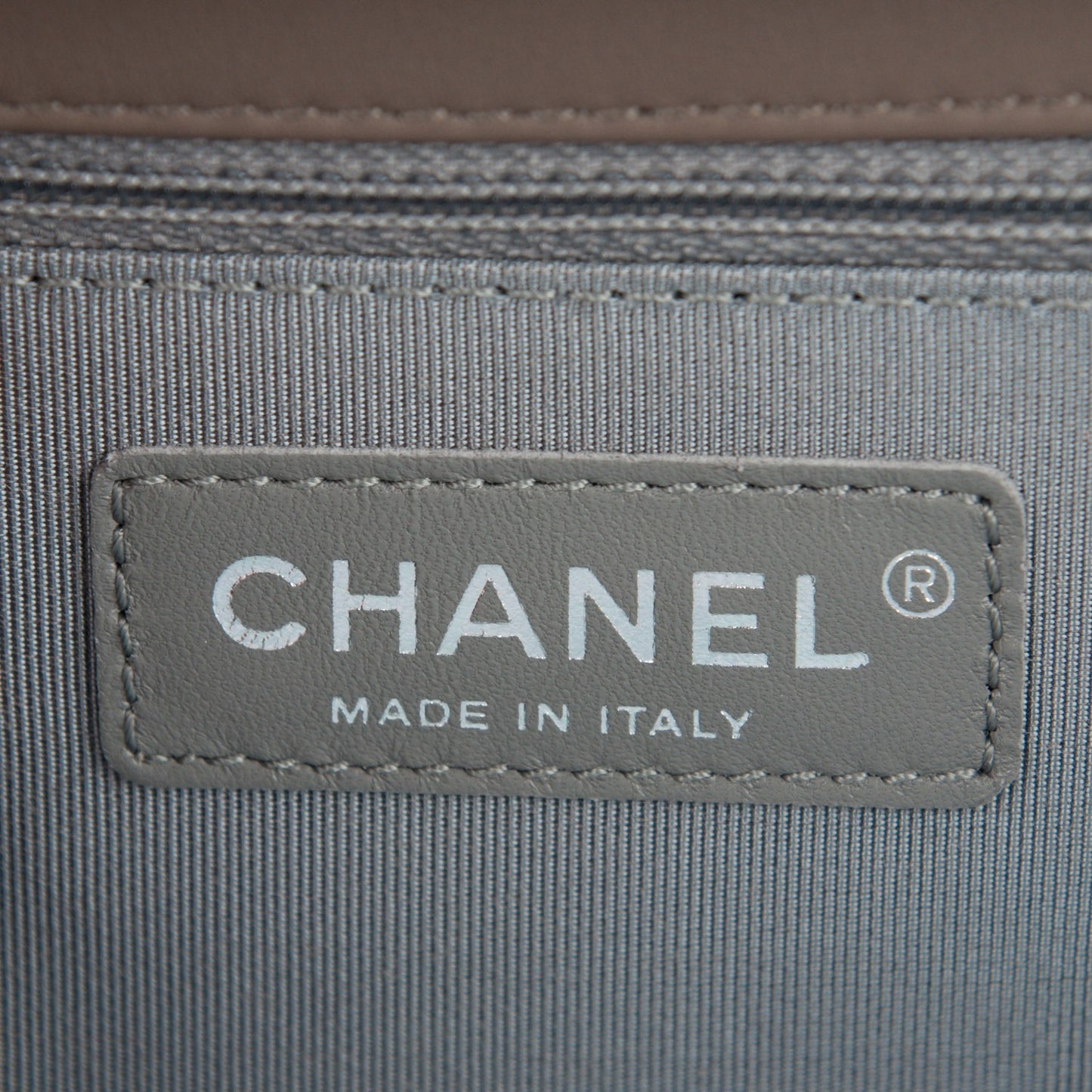 Calfskin Chevron New Medium Boy Flap Grey