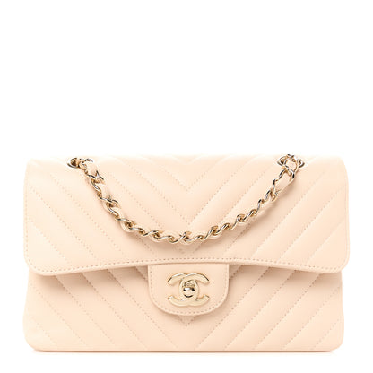 Chanel Caviar Chevron Quilted Small Double Flap Beige 1 of 11