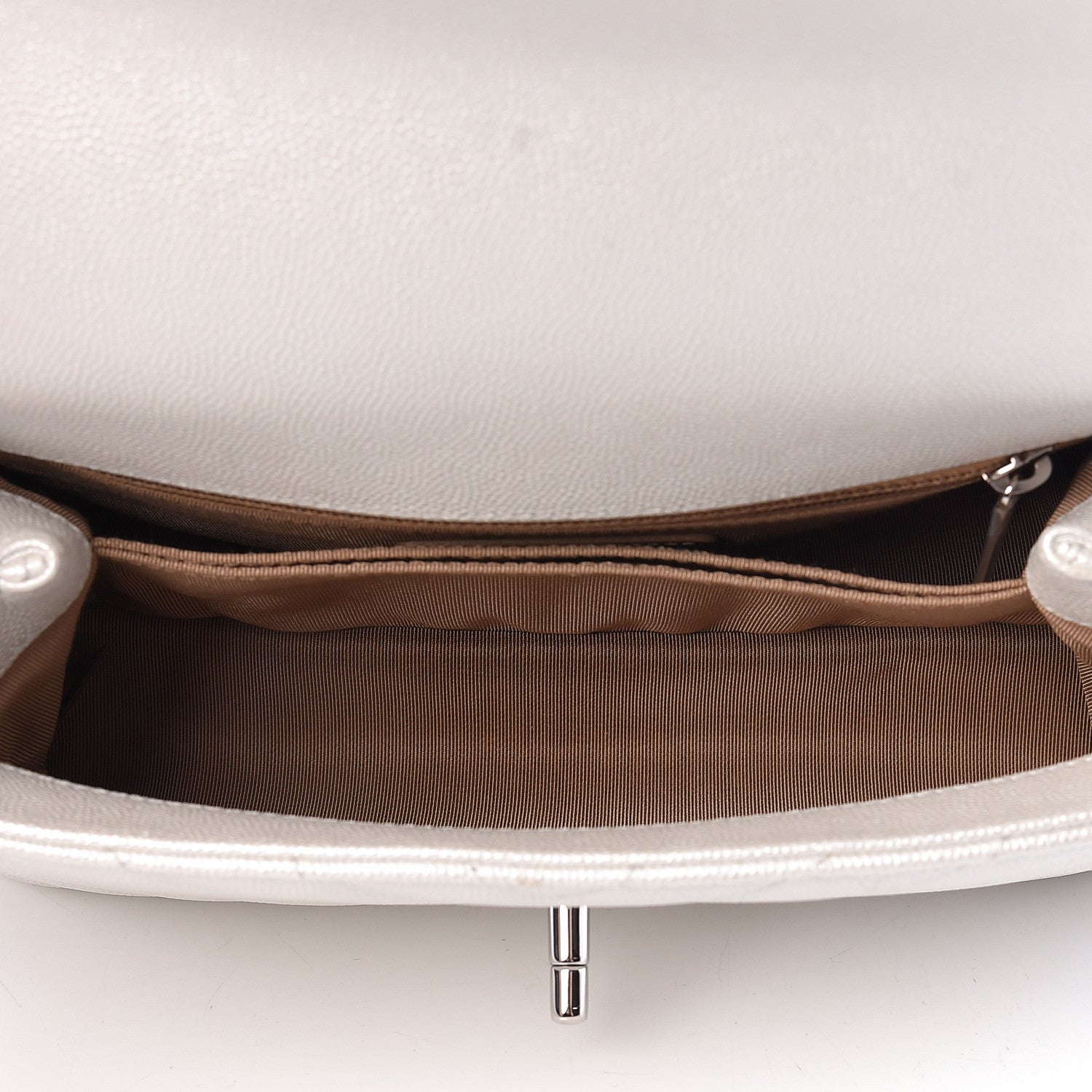 Chanel Iridescent Caviar Chevron Quilted Mini Coco Handle Flap White 7 of 11