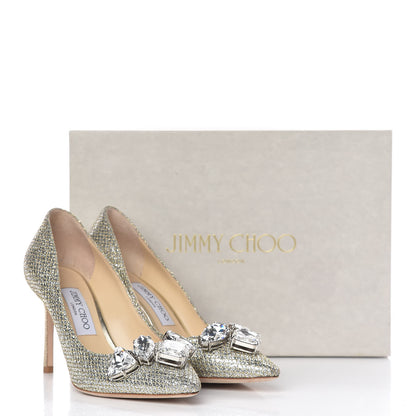 Jimmy Choo Glitter Crystal Marvel 100 Pumps 38 Champagne 13 of 13