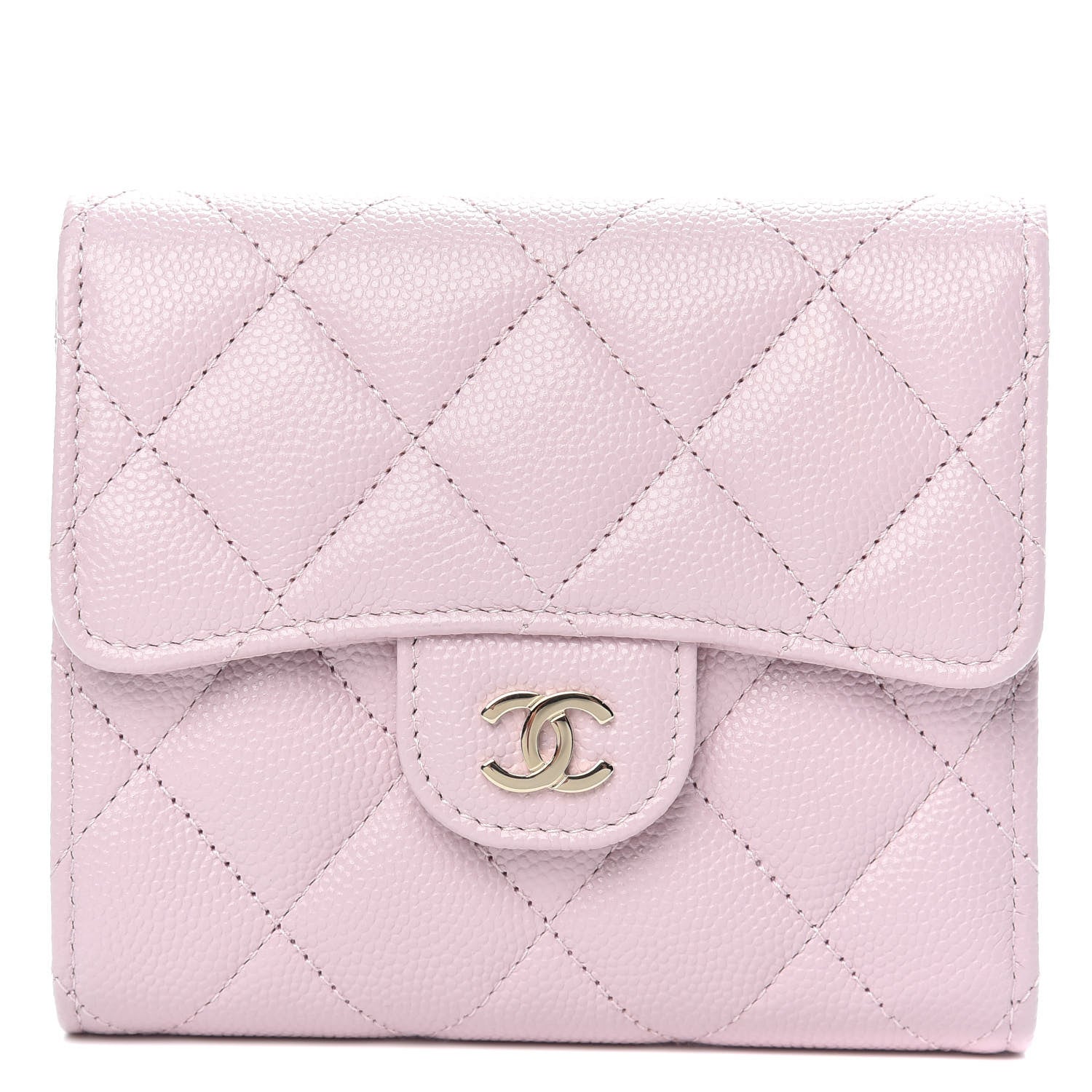 Chanel Caviar Quilted Compact Flap Wallet Light Pink 1 of 9