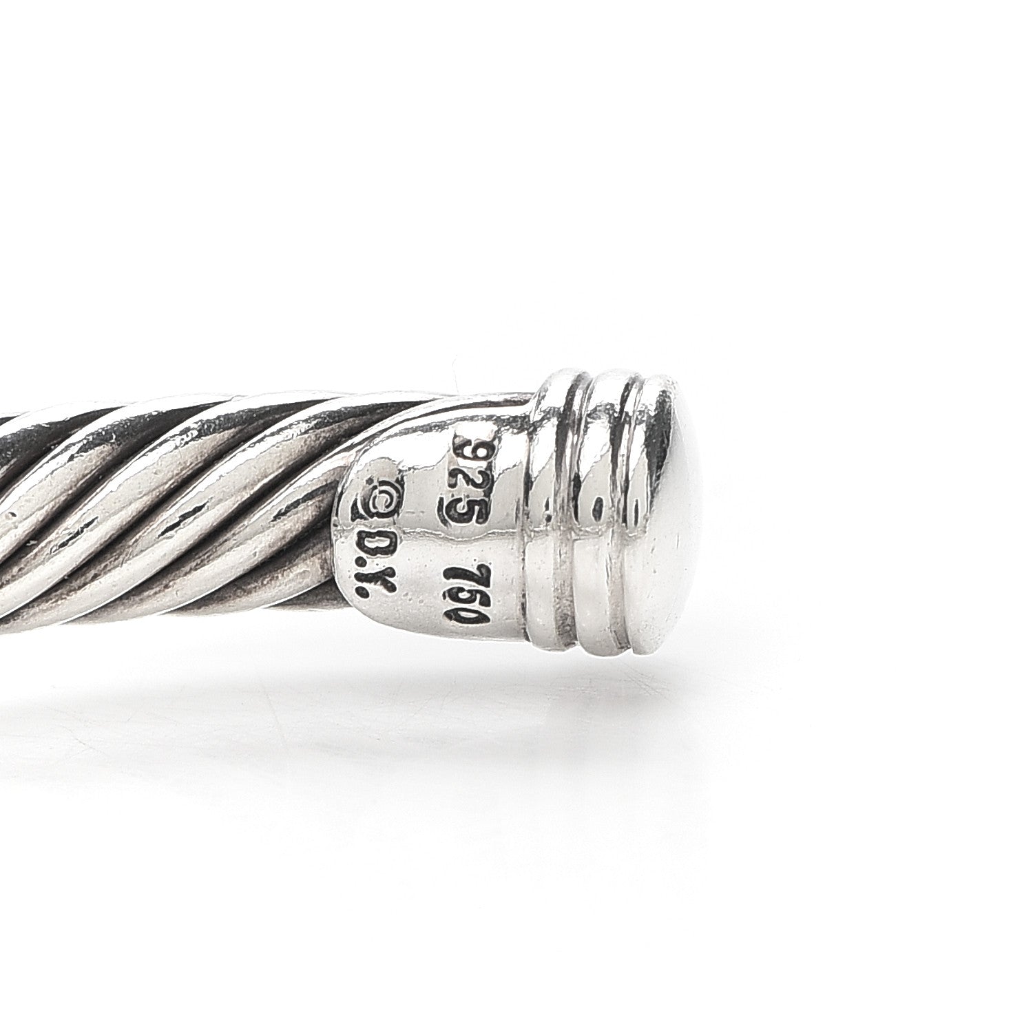 David Yurman Sterling Silver 18K White Gold Diamond 5mm Cable Classics Double Station Bracelet 4 of 6